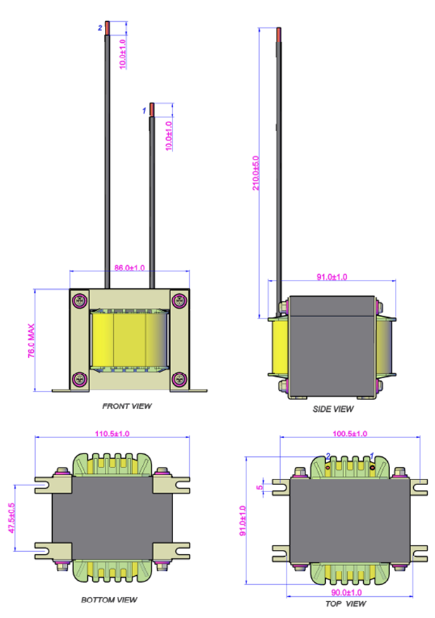 PFC Inductor EI85 50Hz/60Hz per caricabatterie da 10 kW 